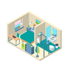 Hotel Room Interior Inside Concept 3d Isometric