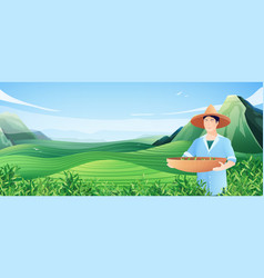 Natural Tea Production Horizontal Poster