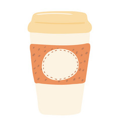 Paper Coffee Cup With Cap Hand Drawn Cartoon