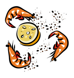 Shrimp And Lemon Clip Art