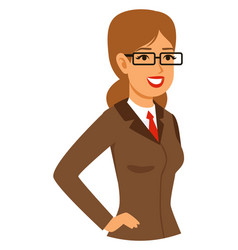 Teacher Portrait Young Woman In Glasses Cartoon