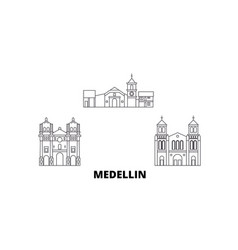 Colombia Medellin Line Travel Skyline Set