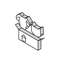 Dog And Cat Looking New House Isometric Icon