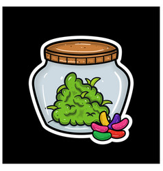 Jelly Bean Flavor With Cartoon Mascot Of Weed Bud