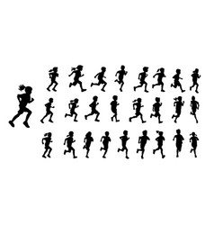 Kids Running Silhouette Children