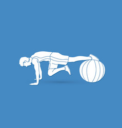 Man Exercising Fitness Swiss Ball