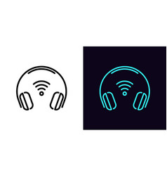 Outline Wifi Headphones Icon With Editable Stroke