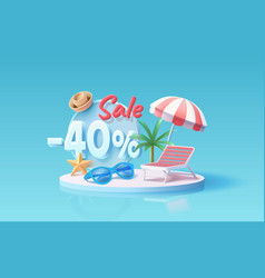 Summer Time Banner Sale 40 Percentage Beach