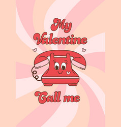 Valentine Card With Retro Phone