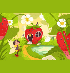 Fantasy House Landscape Fairytale Strawberry