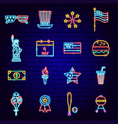 Fourth July Neon Icons