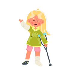 Sick Girl With Crutch