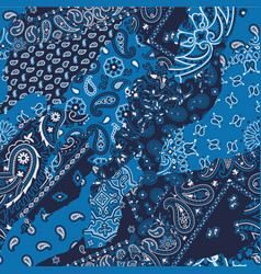 Blue Paisley Bandana Fabric Patchwork