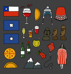 Chilean Theme Doodle Icons Color