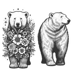 Floral Polar Bear Engraving