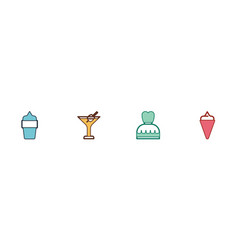 Set Ice Cream In Waffle Cone Martini Glass Woman