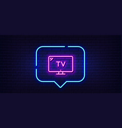 Tv Line Icon Television Sign Hotel Service Neon