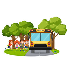 Children Going To School By Bus