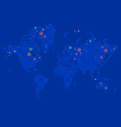 Detailed World Map Blue Colors On Dark