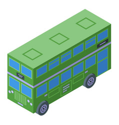 Green London Bus Icon Isometric Transport