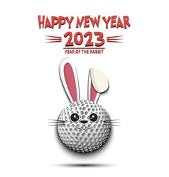 Happy New Year Golf Ball In The Form Of Rabbit