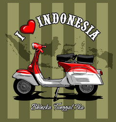 Indonesian Flag Pattern Scooter With A Map