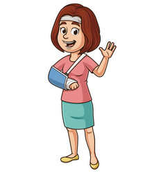 Injured Woman Looking Happy Cartoon