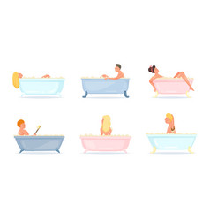 Men And Women Taking Bath And Relaxing