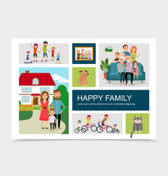 Flat Happy Family Concept