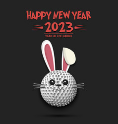 Happy New Year Golf Ball In The Form Of Rabbit