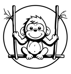 Monkey On The Swing In A Flat Style