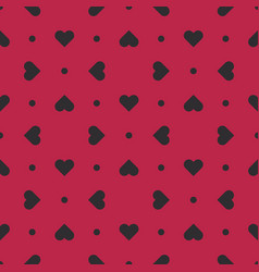 Seamless Pattern Black Heart Shape Red Background