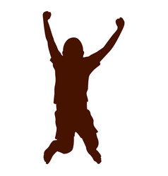 Child Jumping With Both Arms Up Silhouette