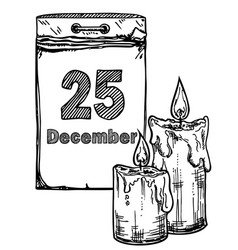 December 25 Calendar Sketch Icon Christmas