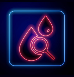 Glowing Neon Drop And Magnifying Glass Icon