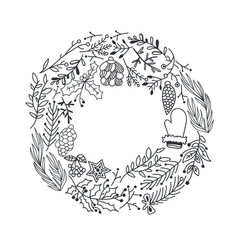 Hand Drawn Christmas Round Wreath