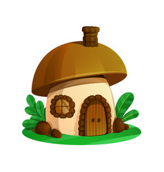 Mushroom House On A White Background