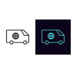 Outline Delivery Wagon Icon With Editable Stroke