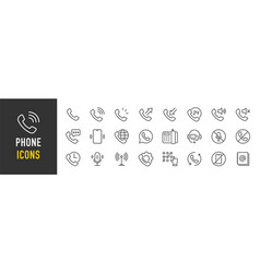 Phone Web Icons In Line Style Call Telephone