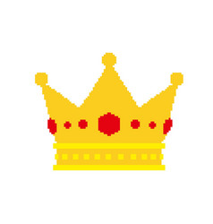 Pixel Art Golden Crown With Jewels