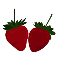 Two Red Strawberries On A White Background