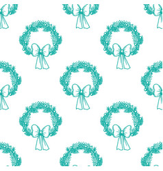 Christmas Wreath Seamless Pattern On White