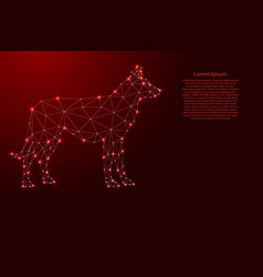 Dog From Futuristic Polygonal Red Lines