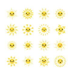 Sun Characters Cartoon Suns Design Emoji Happy