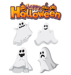 Happy Halloween Text Logo With Cartoon Character