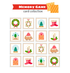 Memory Game With Cartoon Christmas Decor