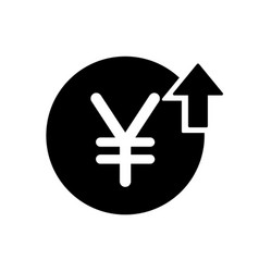 Yen Sign With Arrow Up Rounded Black Icon Cost