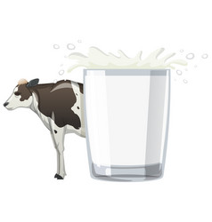 A Cow With Glass Of Milk