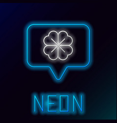 Glowing Neon Line Four Leaf Clover In Speech