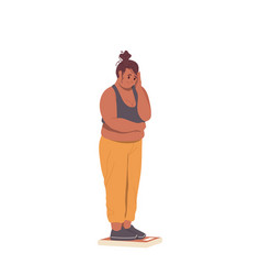 Sad Unhappy Obese Overweight Woman Standing